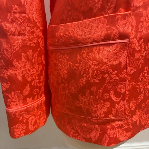 Alice + Olivia Shanda Blazer & Willis Pyjama Pant suit set in coral brocade - Picture 11 of 13